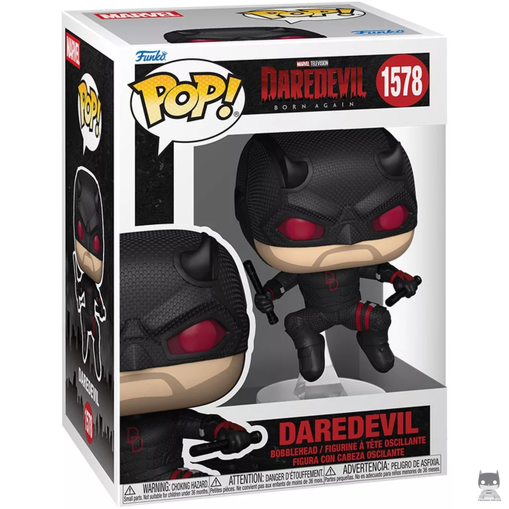 Daredevil Black Suit (Battle Damaged) Funko Pop! figure in its box