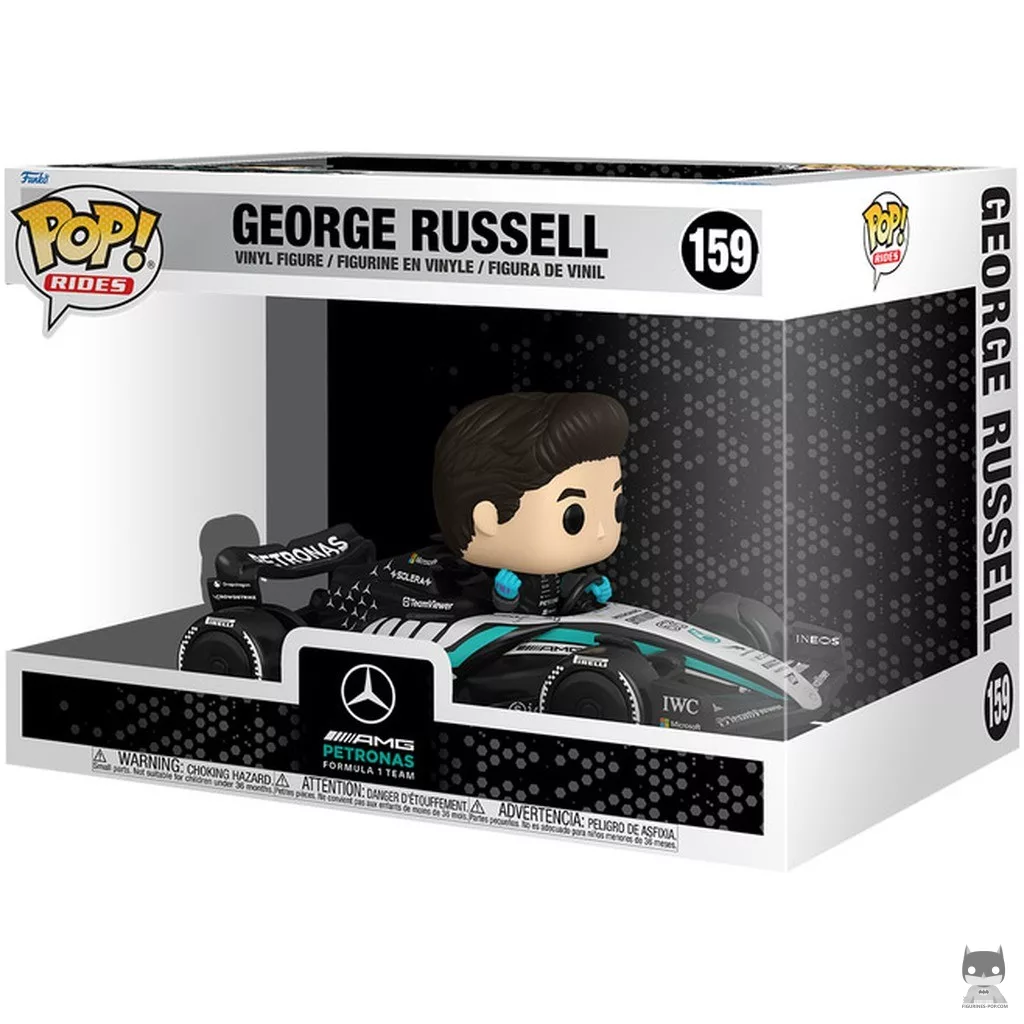 George Russell with Mercedes AMG F1 Funko Pop! figure in its box