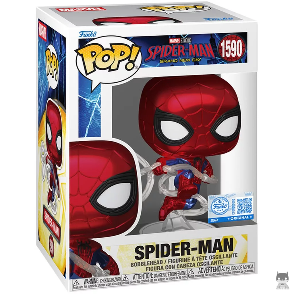 Spider-Man (Metallic) Funko Pop! figure in its box