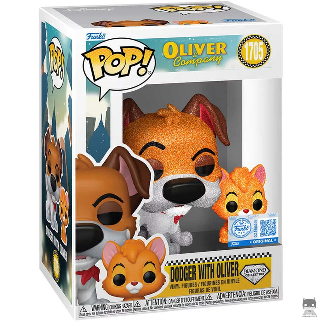 Dodger with Oliver (Diamond) Funko Pop! figure in its box