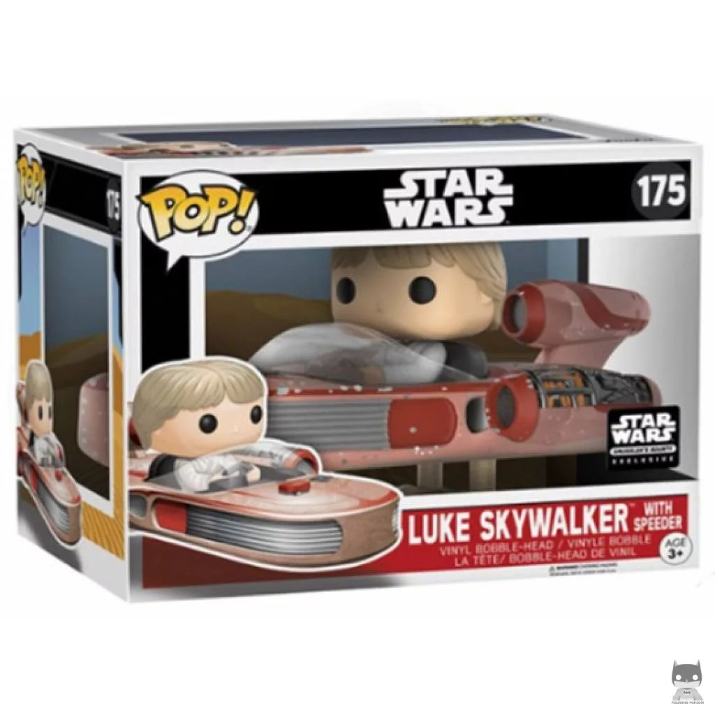 Luke Skywalker with Landspeeder Funko Pop! figure in its box