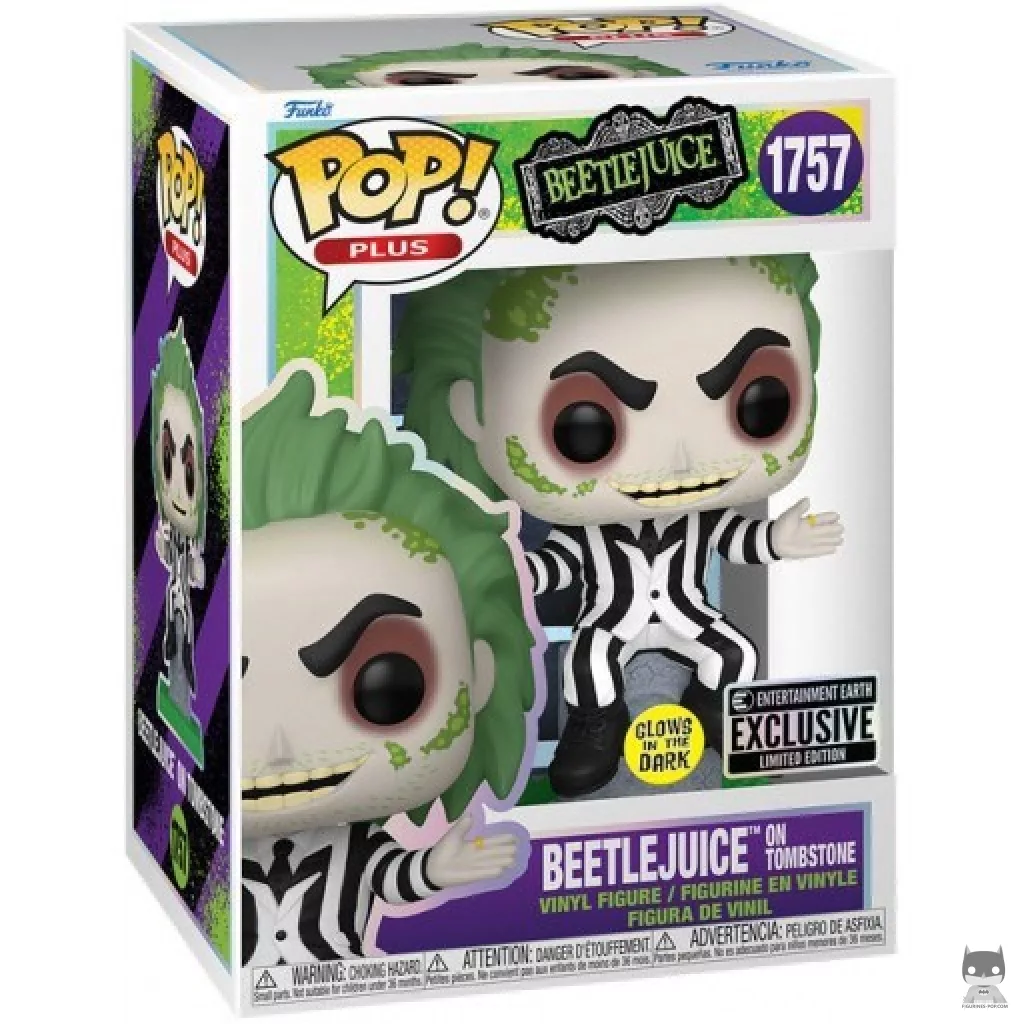 Beetlejuice on Tombstone (Glow in the Dark) Funko Pop! figure in its box