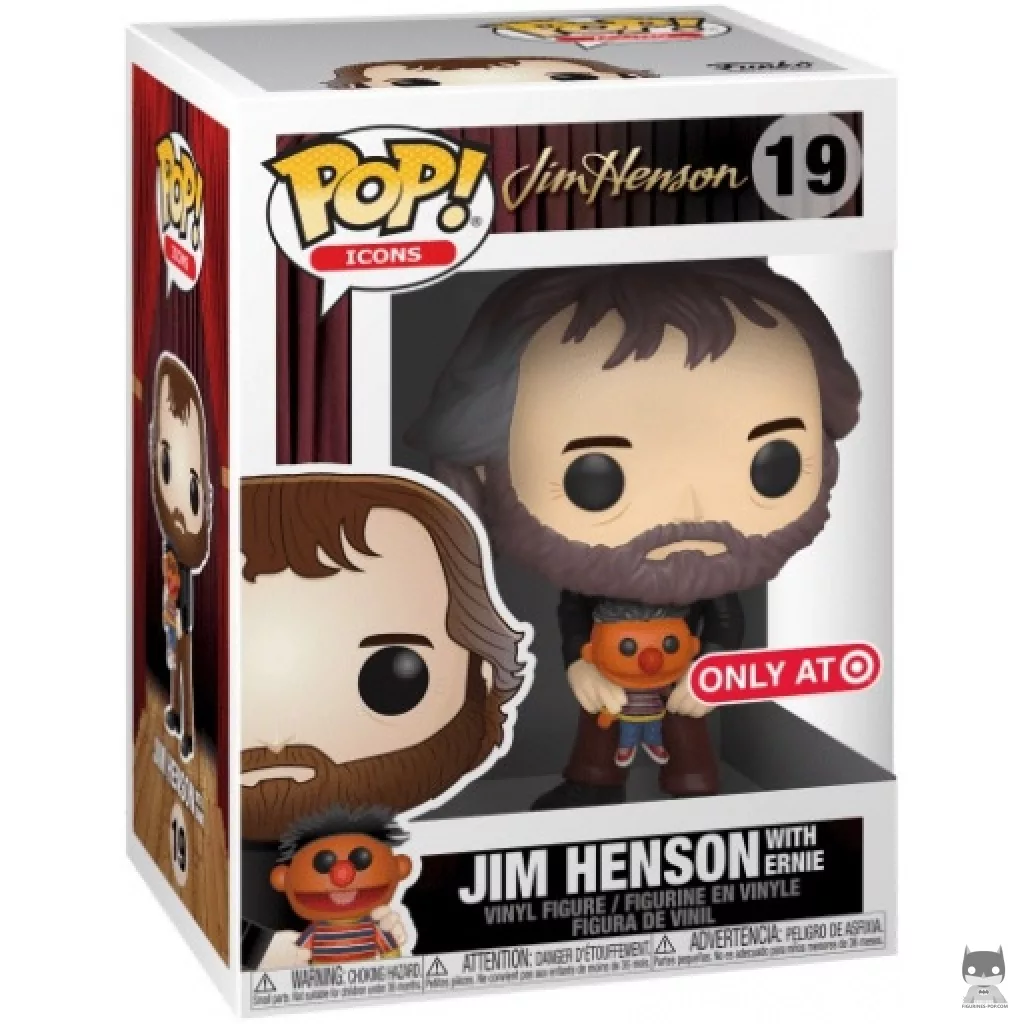 Jim Henson with Ernie Funko Pop! figure in its box