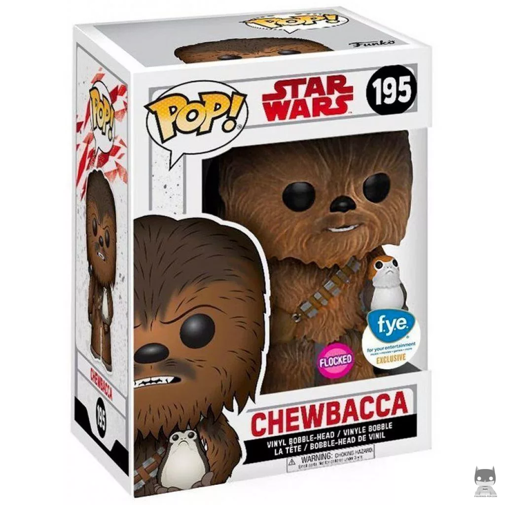 Chewbacca with Porgs (Flocked) Funko Pop! figure in its box
