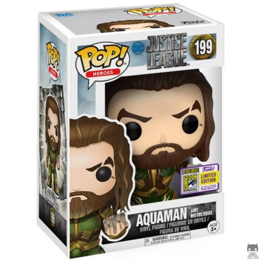 Aquaman with Mother Box Funko Pop! figure in its box