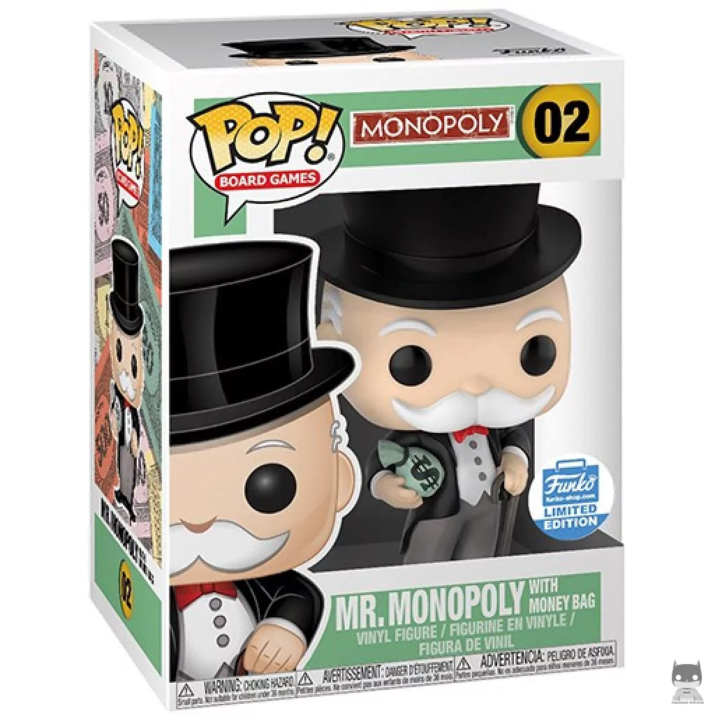 Mr. Monopoly with Money Bag Funko Pop! figure in its box