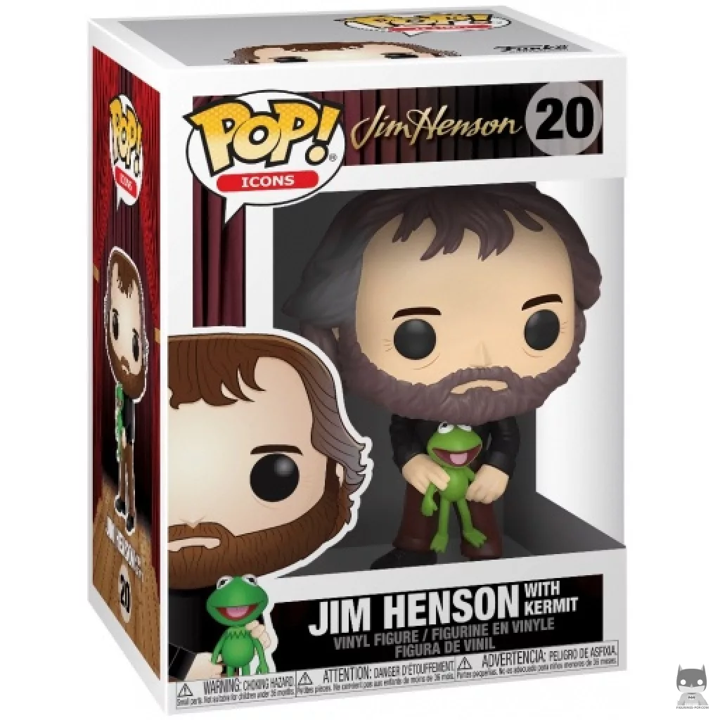 Jim Henson with Kermit Funko Pop! figure in its box