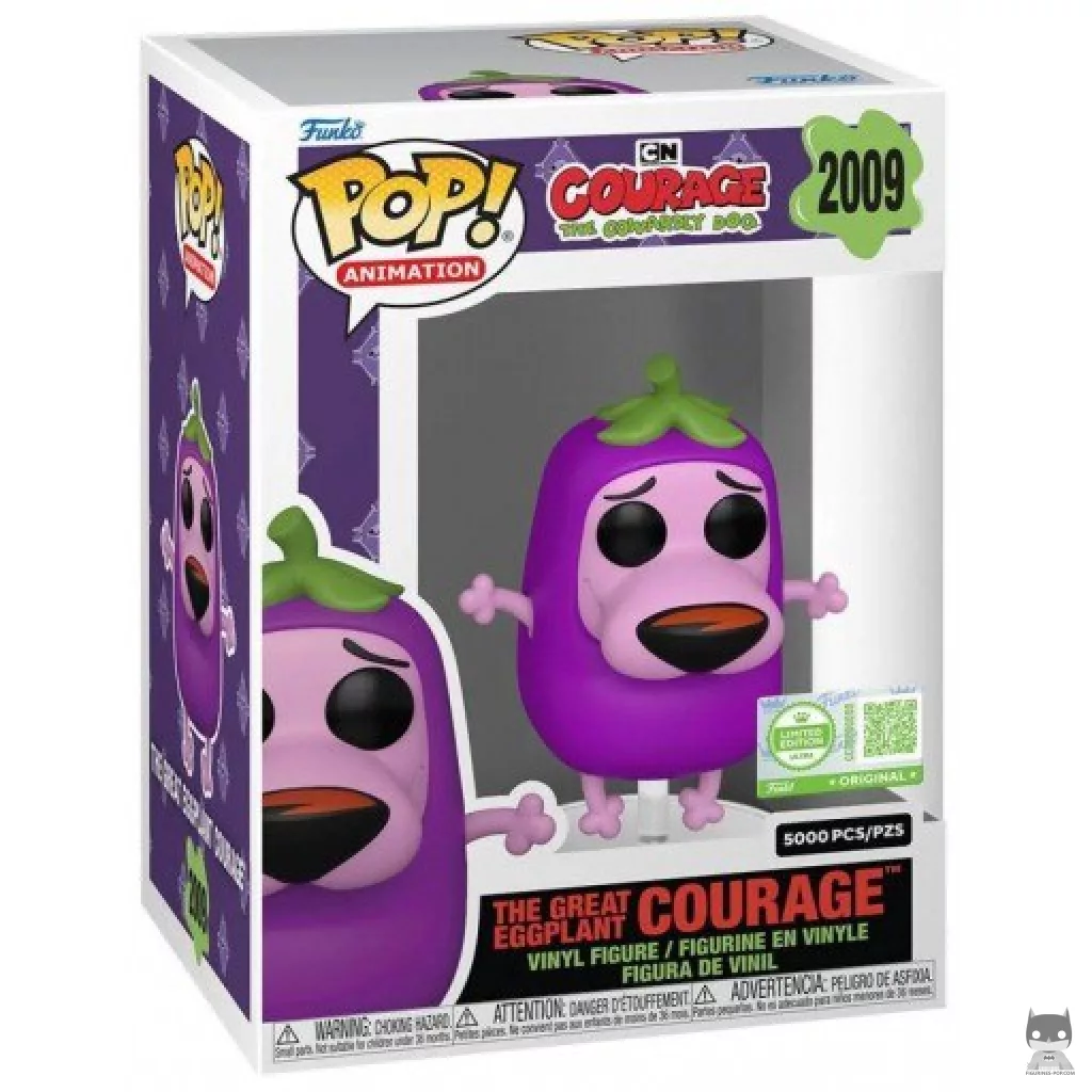 The Great Eggplant Courage Funko Pop! figure in its box