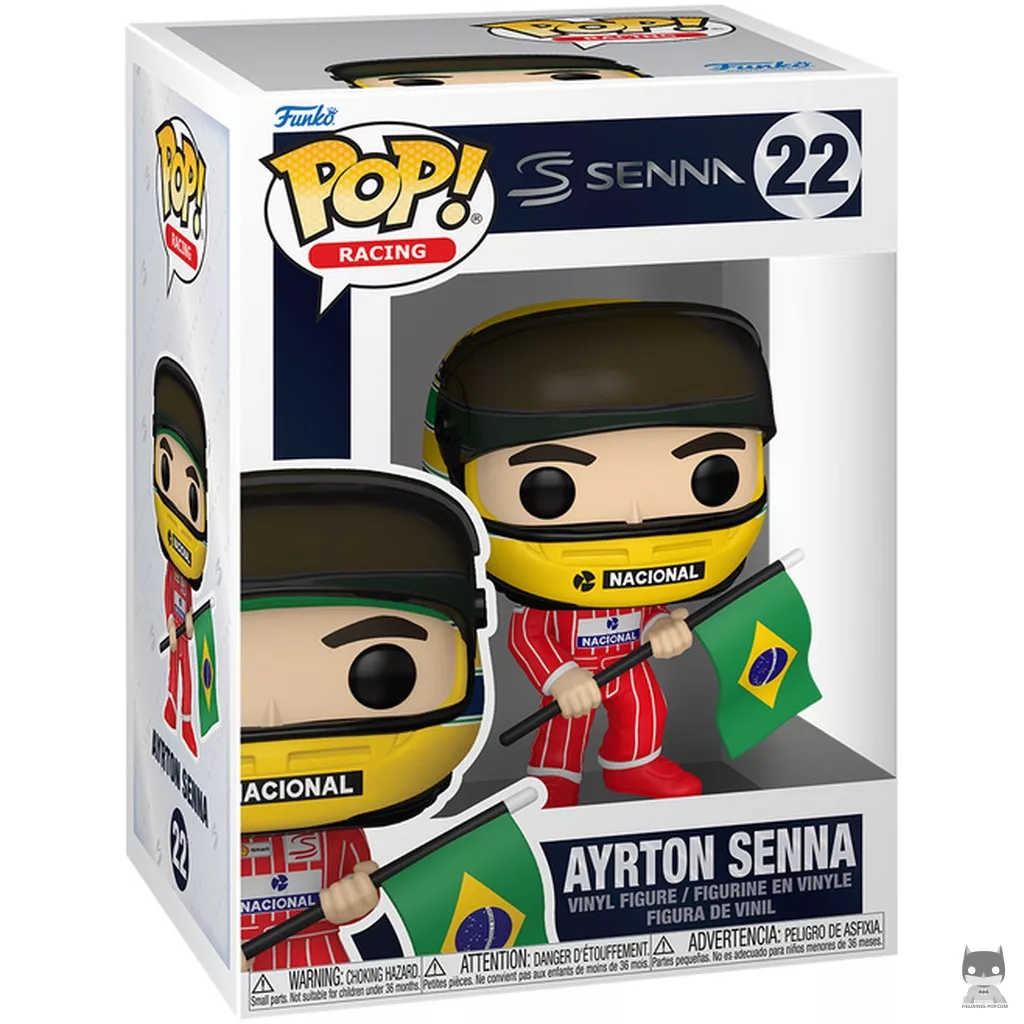 Ayrton Senna with Brazilian flag Funko Pop! figure in its box