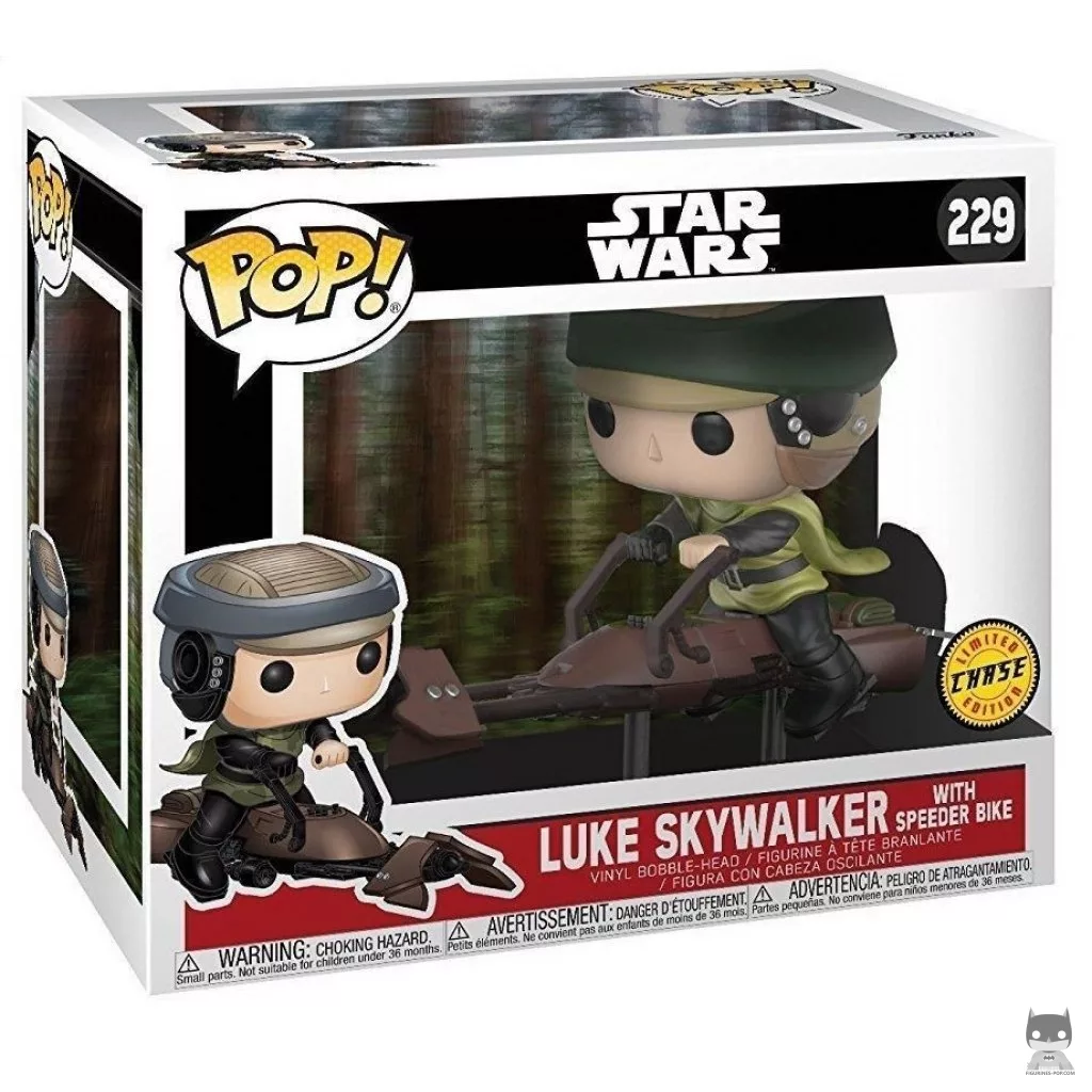 Luke Skywalker with Speeder Bike (Chase) Funko Pop! figure in its box