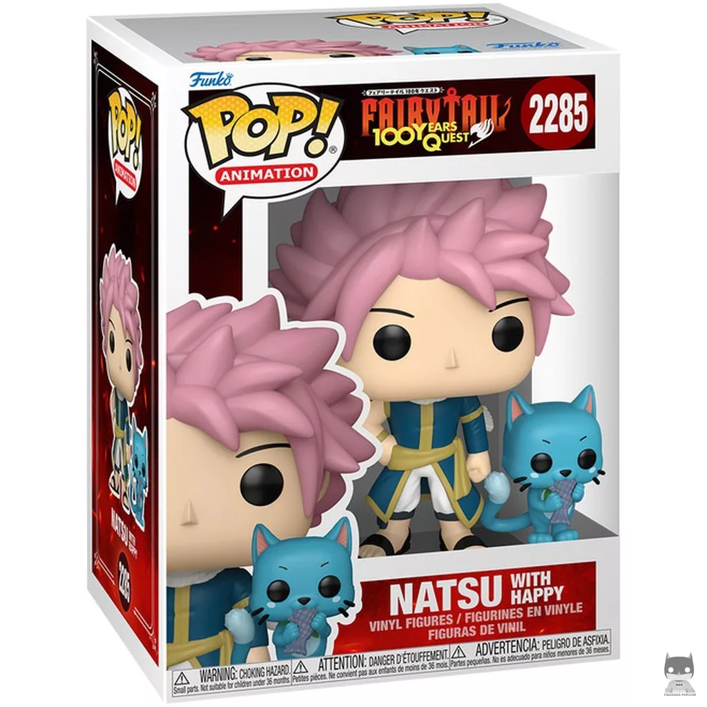 Natsu with Happy Funko Pop! figure in its box