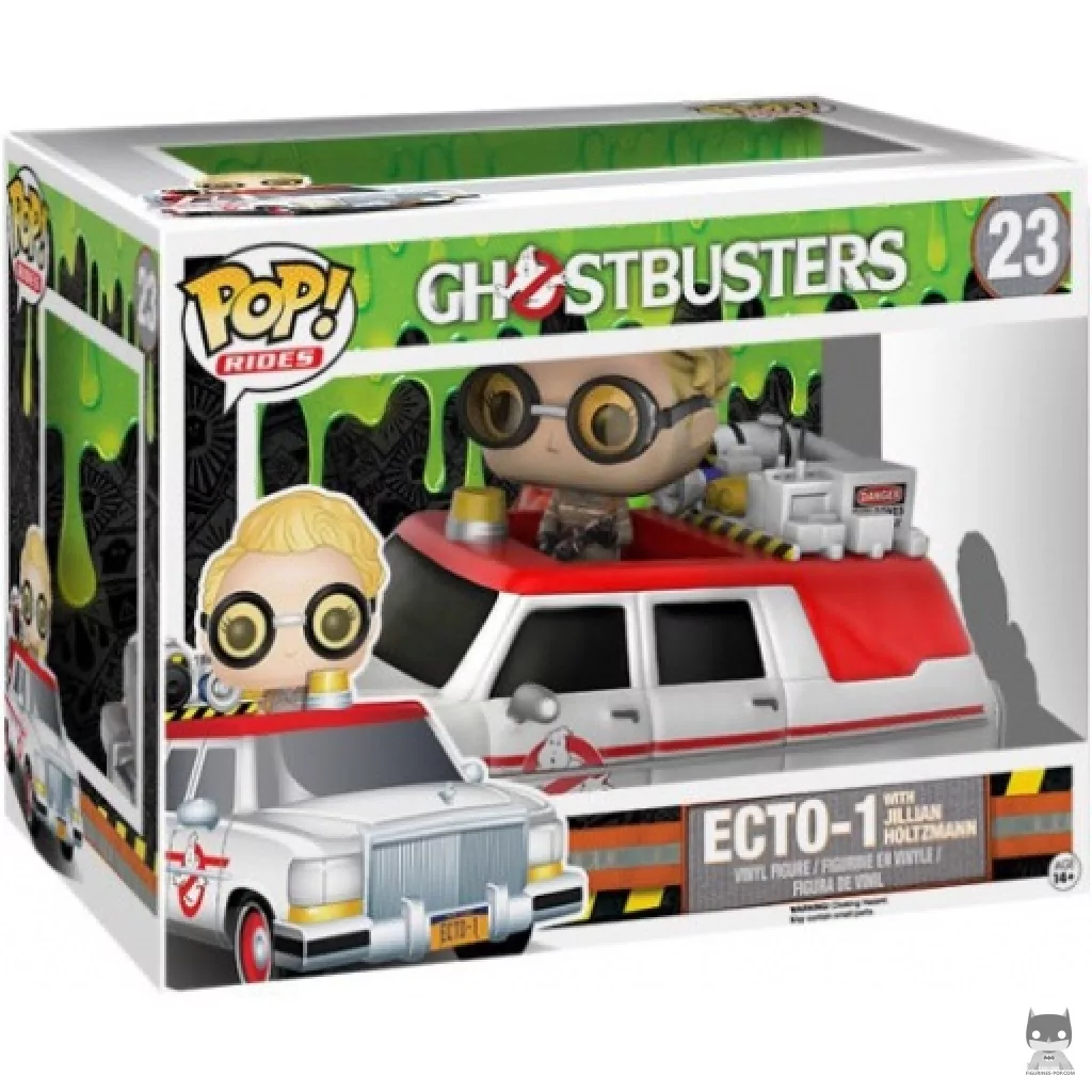 Ecto-1 with Dr. Jillian Holtzmann Funko Pop! figure in its box