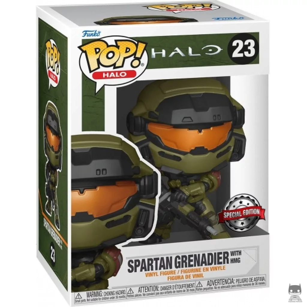 Spartan Grenadier with HMG Funko Pop! figure in its box
