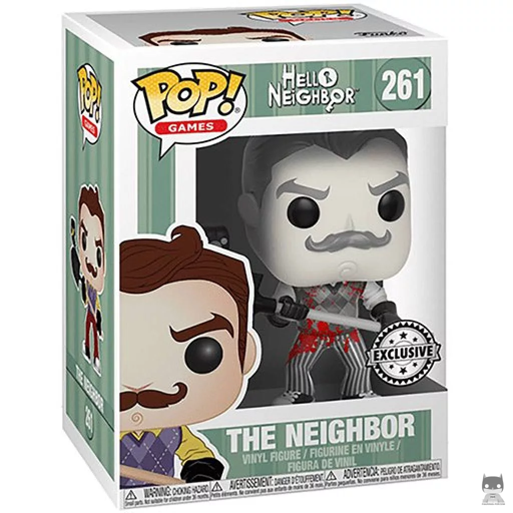 The Neighbor (Black & White) (Bloody) Funko Pop! figure in its box