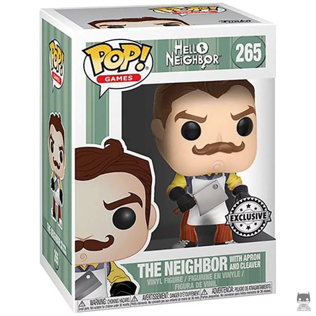 The Neighbor with apron & cleaver Funko Pop! figure in its box