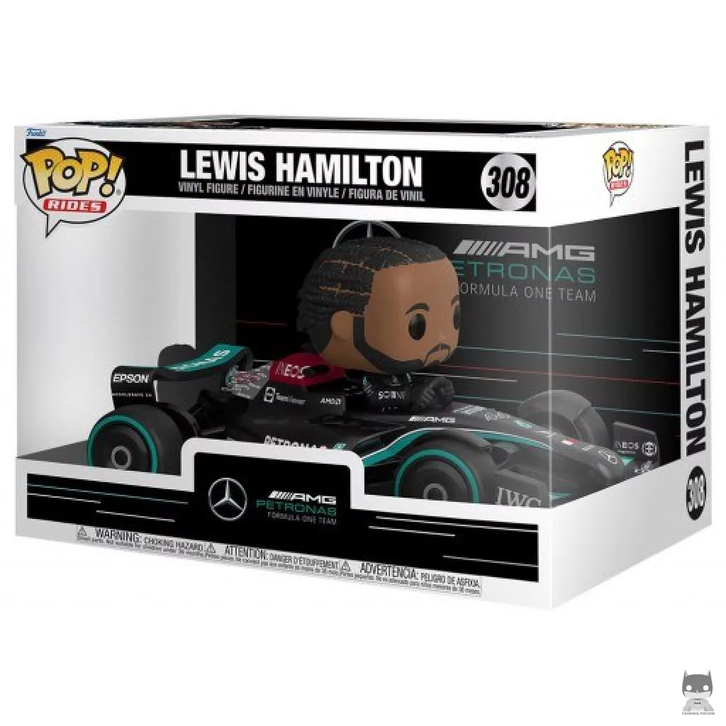 Lewis Hamilton with Mercedes AMG F1 Funko Pop! figure in its box
