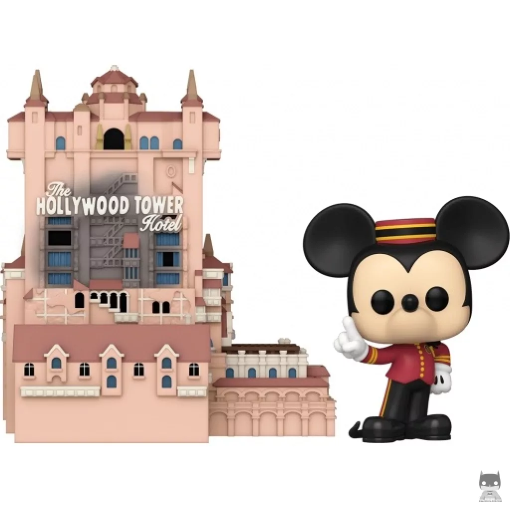 Mickey Mouse in front of Hollywood Tower Hotel Funko Pop! figure (Walt Disney World 50th Anniversary)