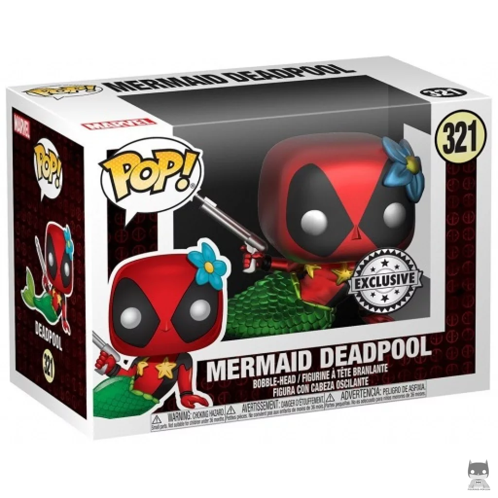 Mermaid Deadpool (Metallic) Funko Pop! figure in its box