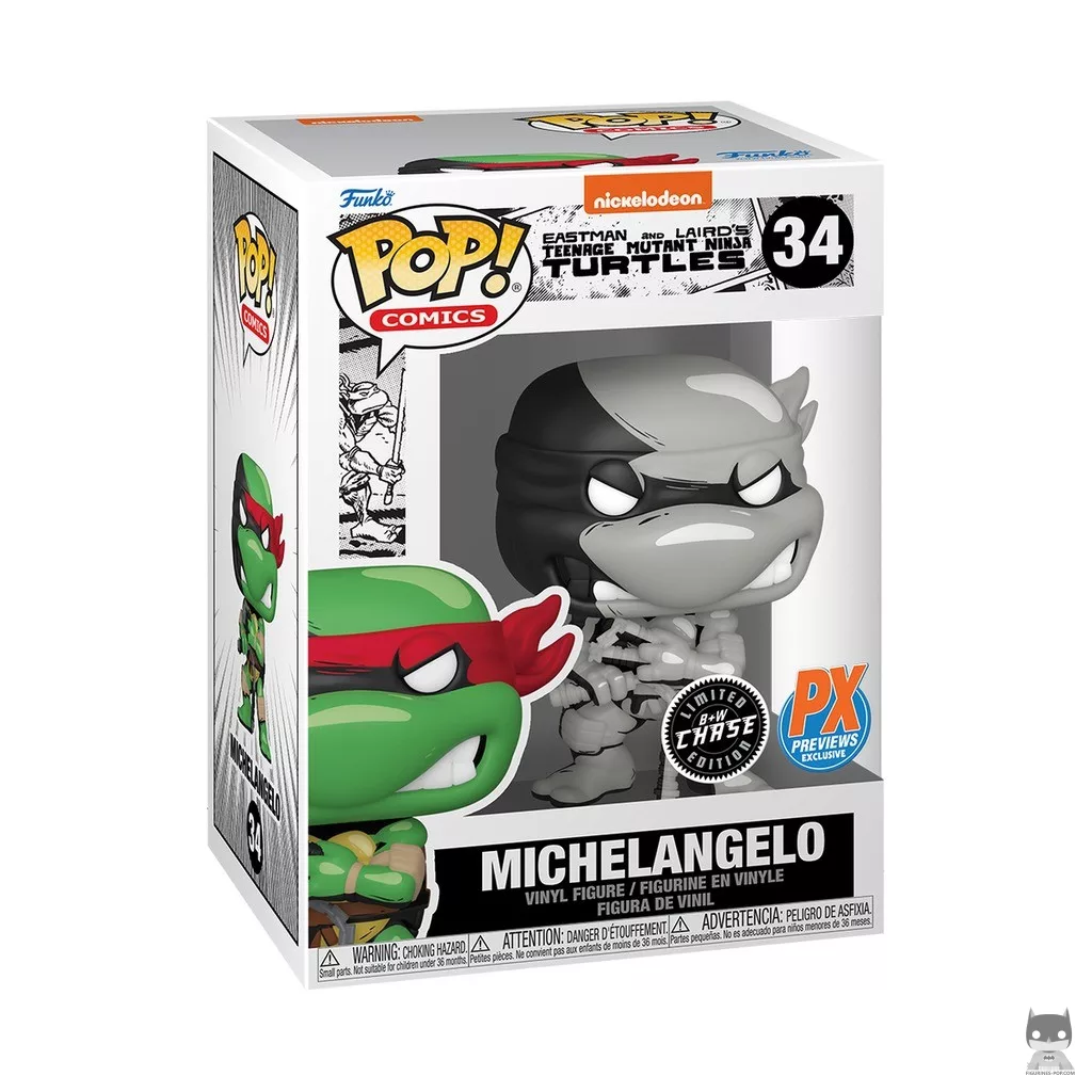 Michelangelo (Black & White Chase) Funko Pop! figure in its box