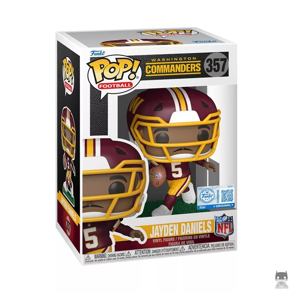Jayden Daniels (Burgundy & gold jersey) Funko Pop! figure in its box
