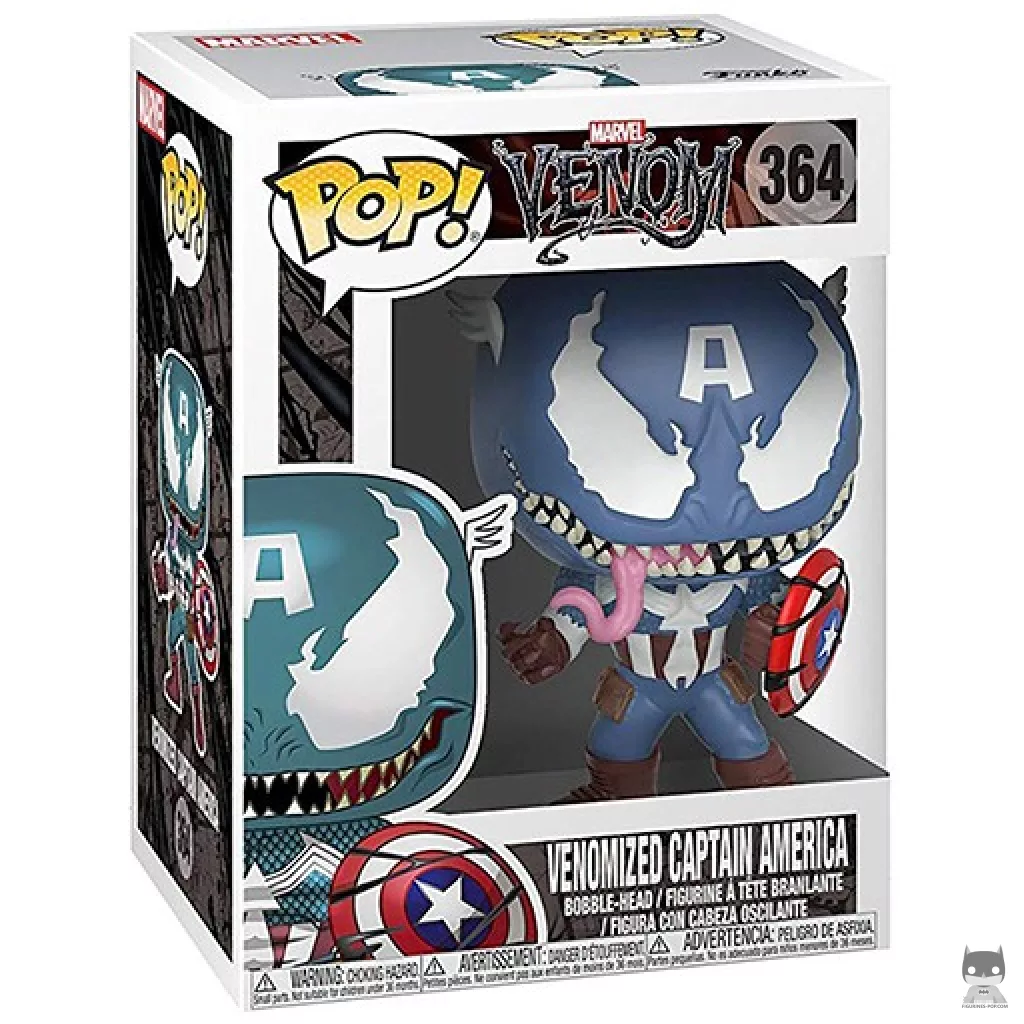 Venomized Captain America Funko Pop! figure in its box