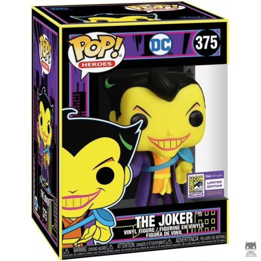 The Joker (Blacklight) Funko Pop! figure in its box