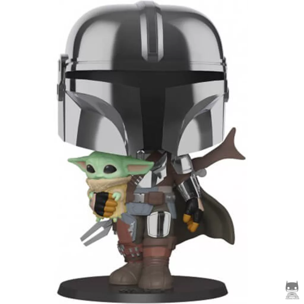 Mandalorian with The Child (Chrome & Supersized) Funko Pop! figure (The Mandalorian (Star Wars))