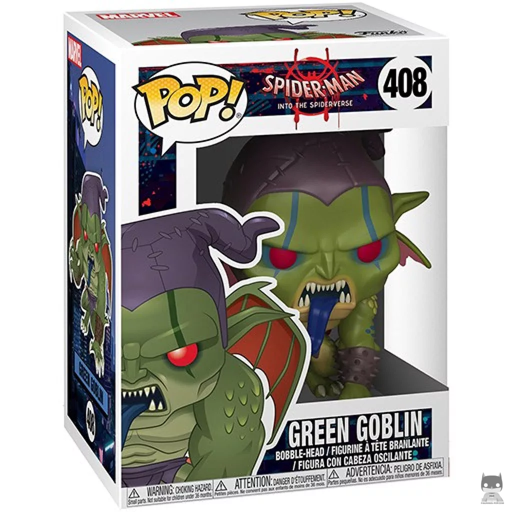 Green Goblin into the Spider-Verse Funko Pop! figure in its box