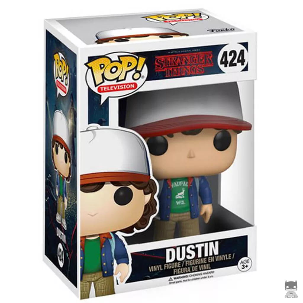 Dustin Henderson with compass Funko Pop! figure in its box