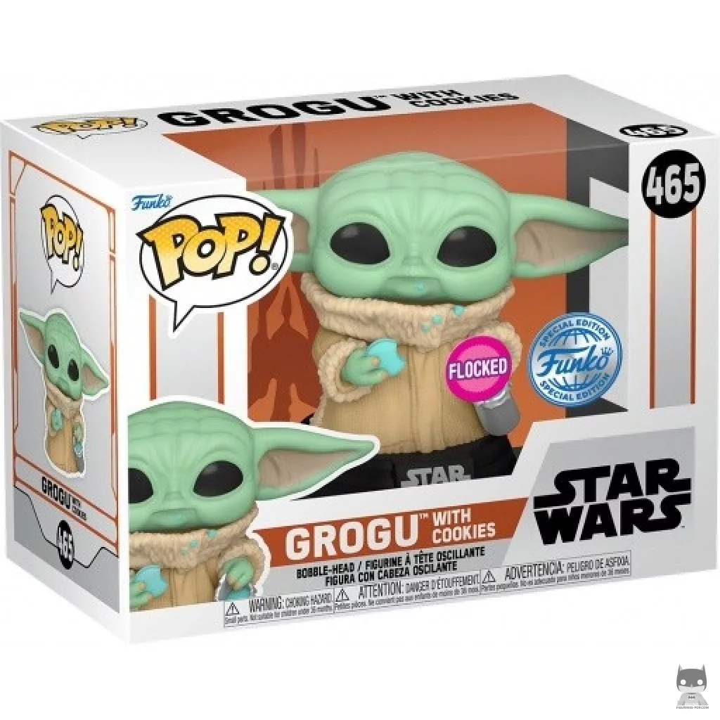 Grogu with Cookie (Flocked) Funko Pop! figure in its box