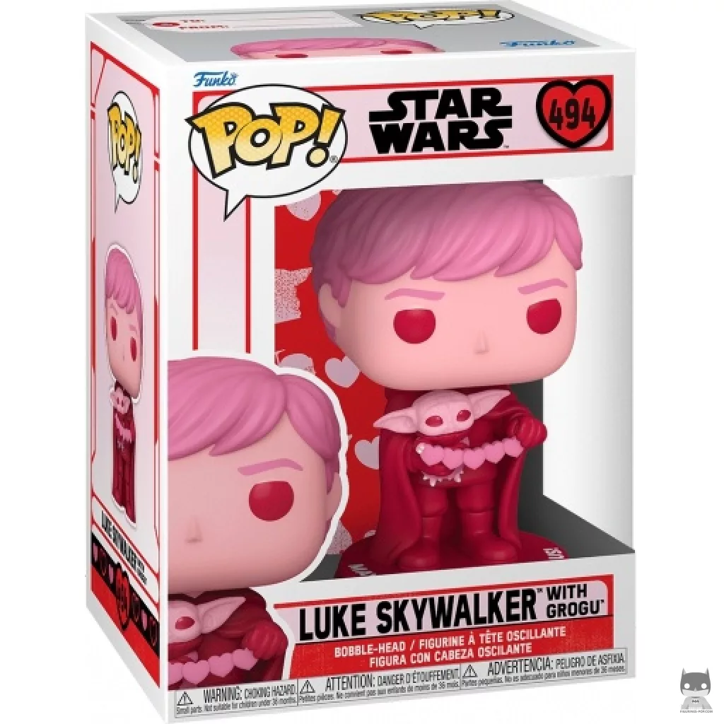 Luke Skywalker with Grogu (Pink) Funko Pop! figure in its box