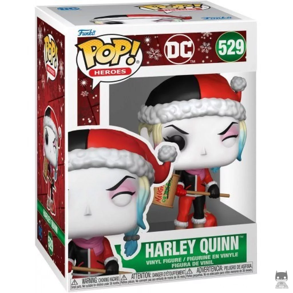 Harley Quinn with Naughty Mallet Holiday Funko Pop! figure in its box