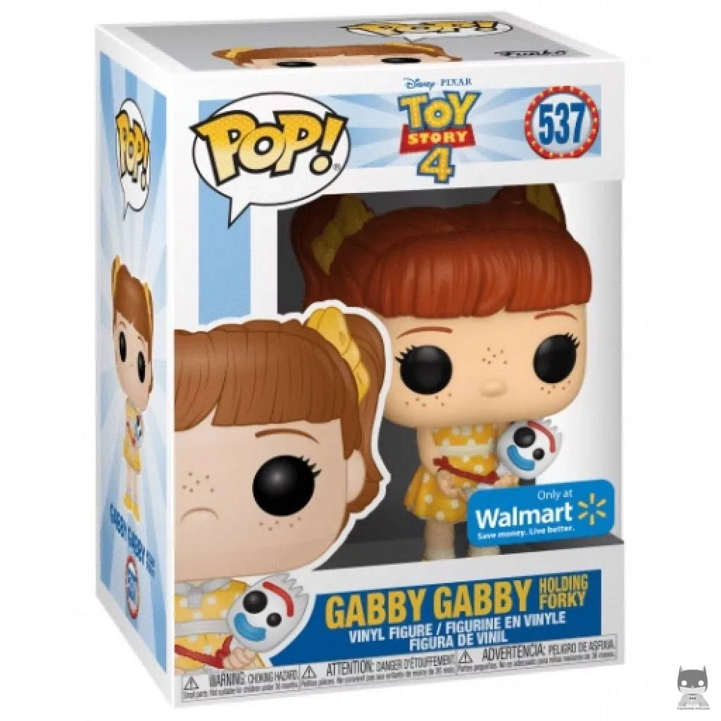 Gabby Gabby holding Forky Funko Pop! figure in its box