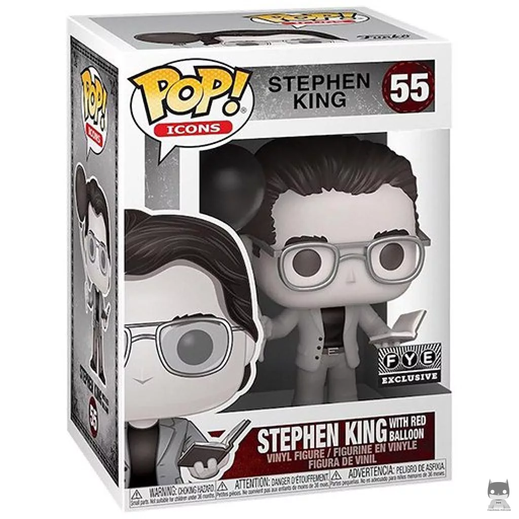 Stephen King with Red Balloon (Black & White) Funko Pop! figure in its box