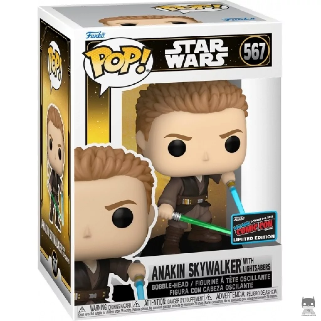 Anakin Skywalker with Lightsabers Funko Pop! figure in its box