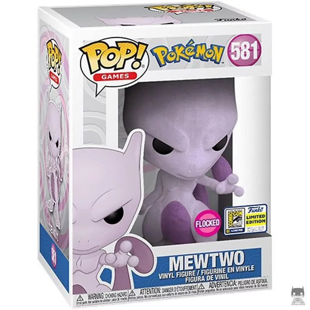 Mewtwo (Flocked) Funko Pop! figure in its box