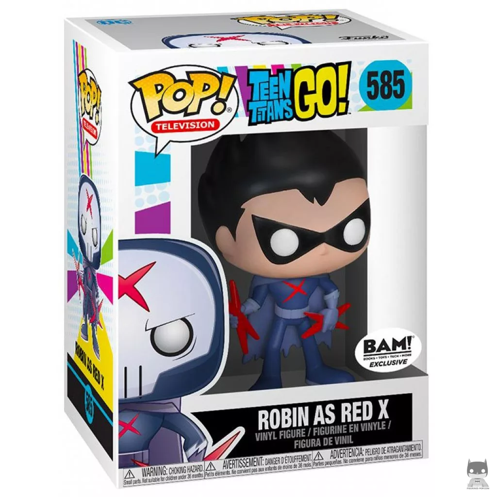 Robin as Red X unmasked Funko Pop! figure in its box