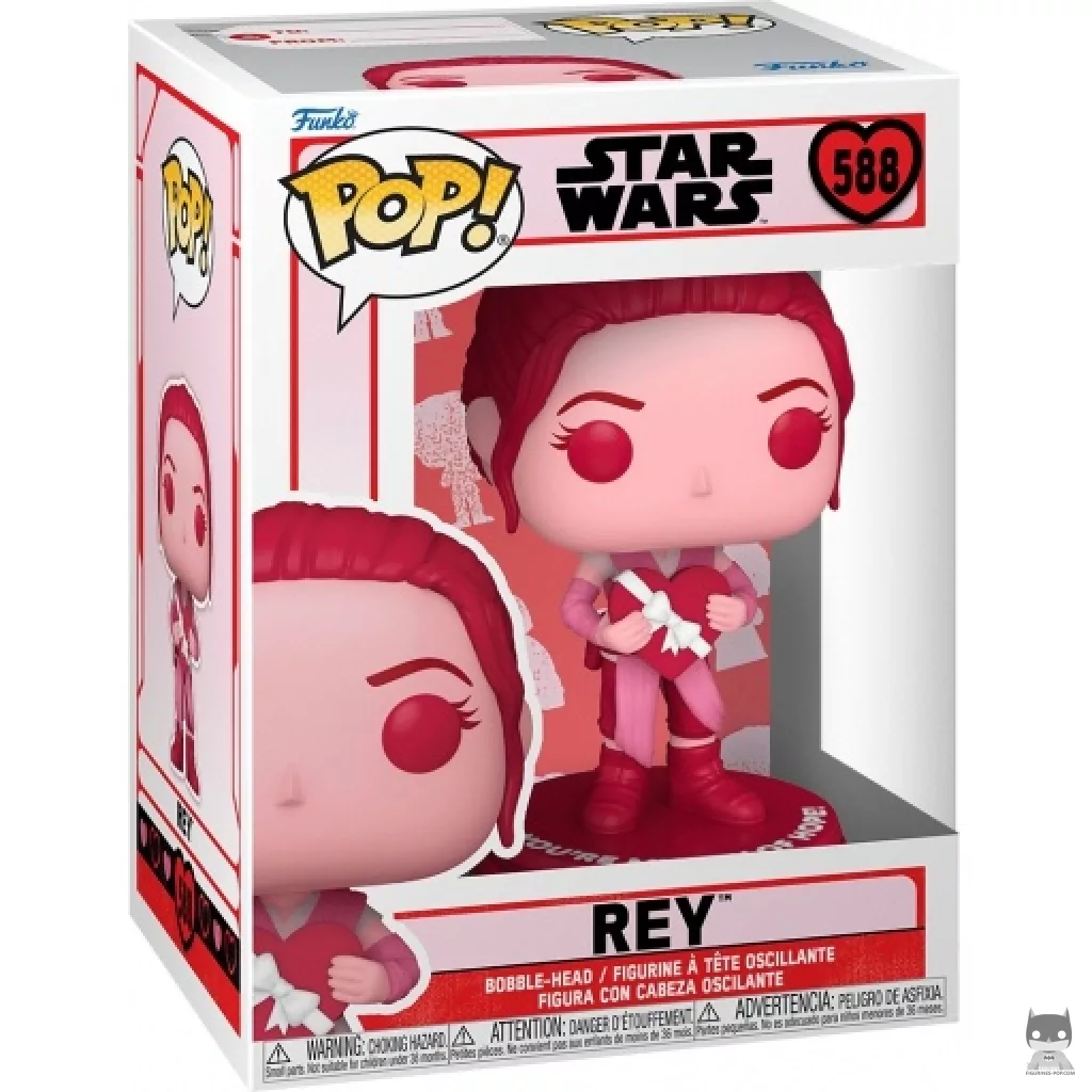 Rey (Pink) Funko Pop! figure in its box