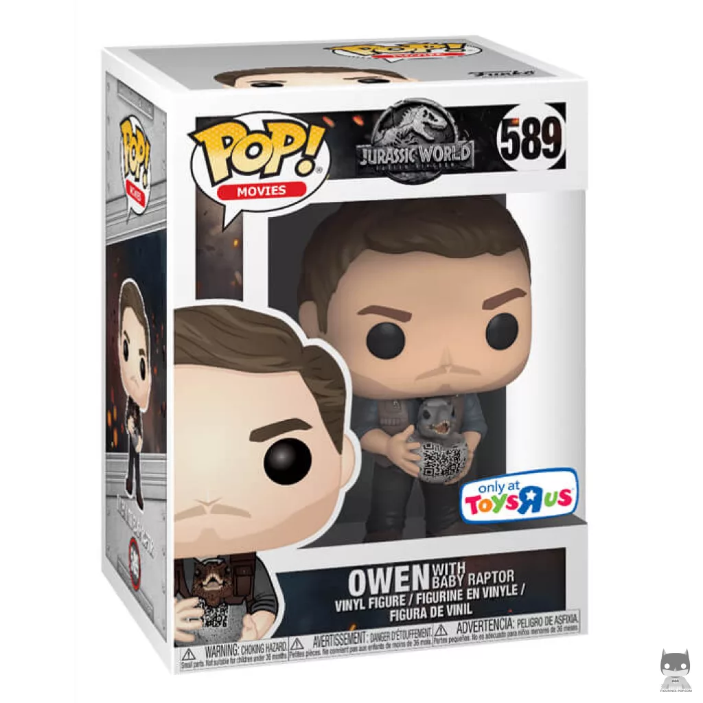 Owen with Baby Raptor Funko Pop! figure in its box