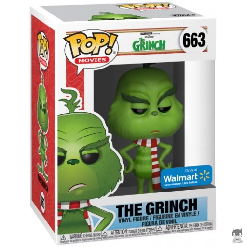 The Grinch with Scarf Funko Pop! figure in its box