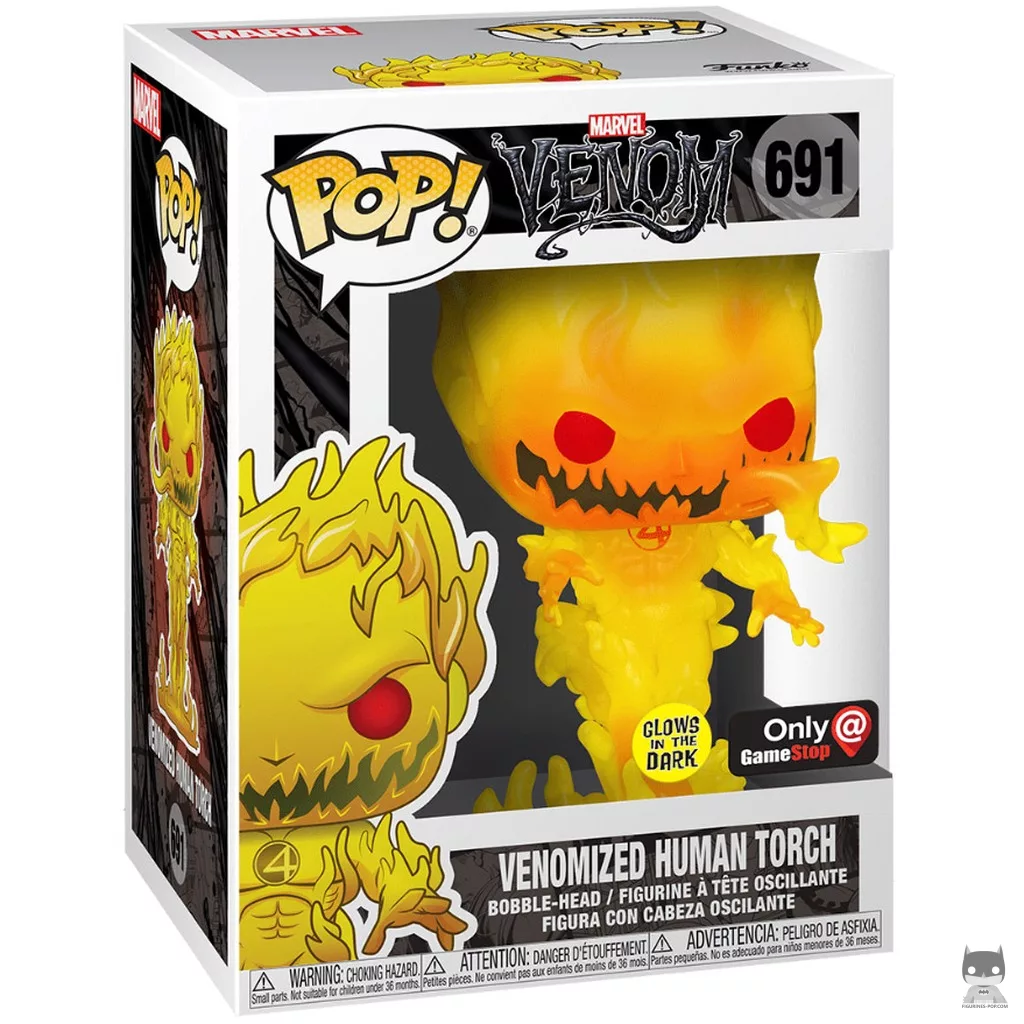 Venomized Human Torch Funko Pop! figure in its box