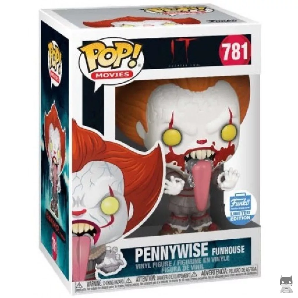 Pennywise Funhouse with blood splatter Funko Pop! figure in its box