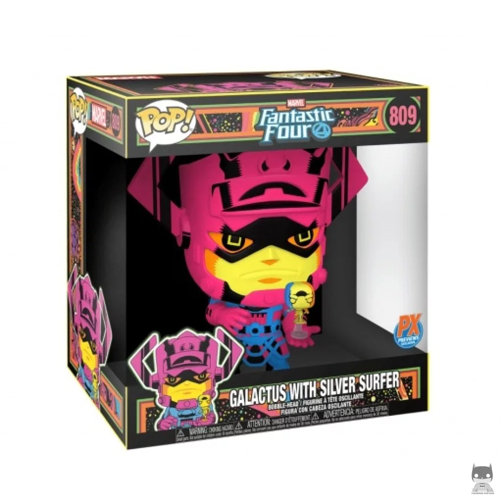 Galactus with Silver Surfer (Blacklight) (Supersized) Funko Pop! figure in its box