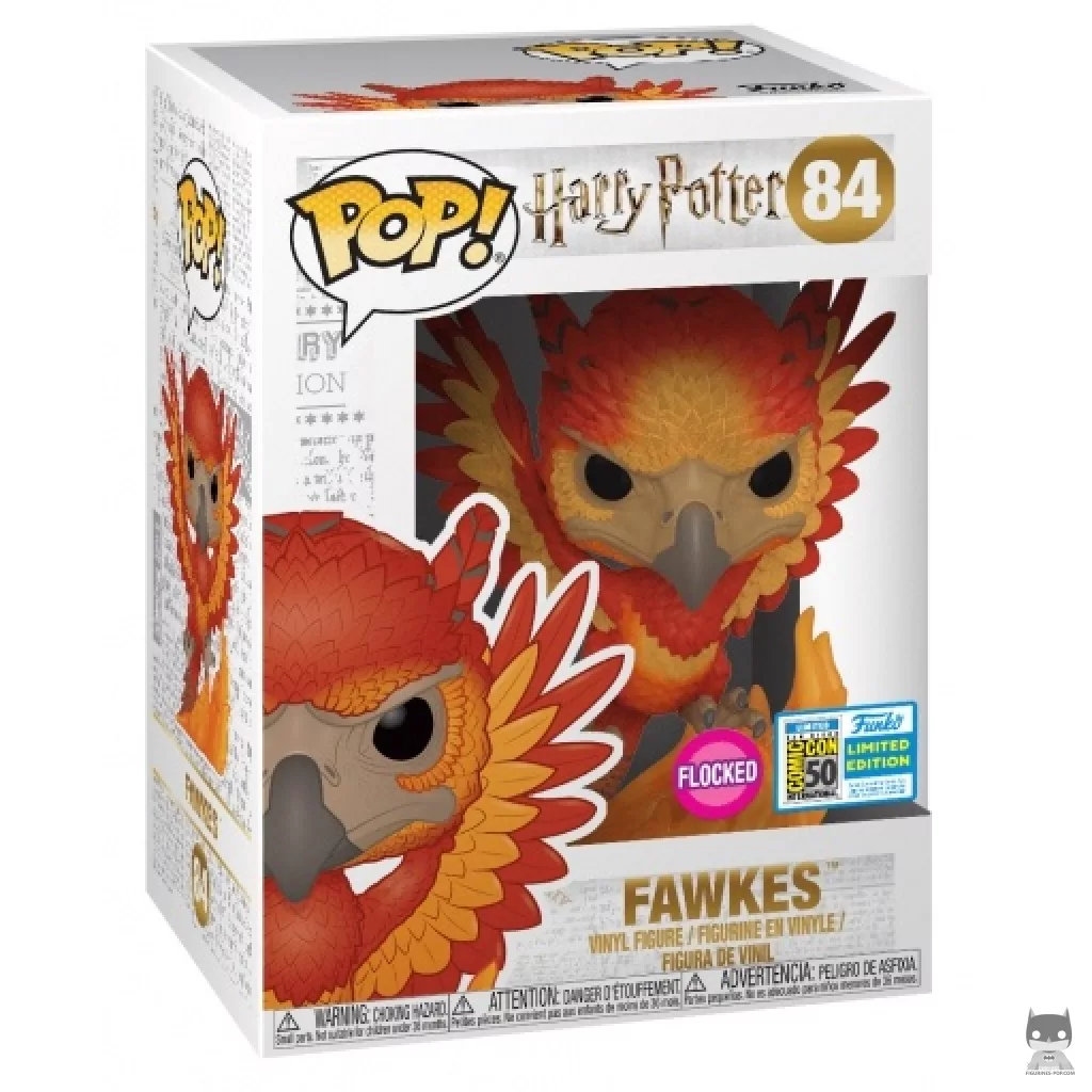 Fawkes (Flocked) Funko Pop! figure in its box