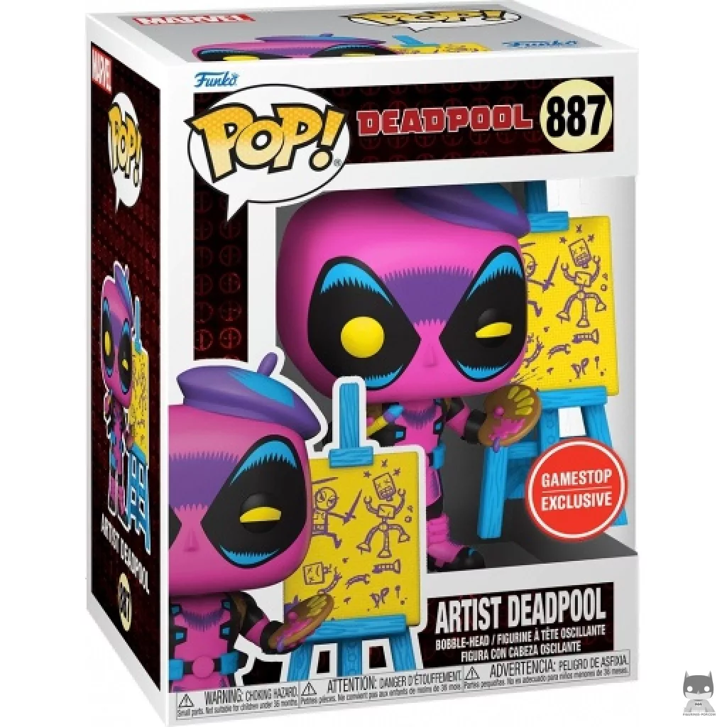 Artist Deadpool (Blacklight) Funko Pop! figure in its box