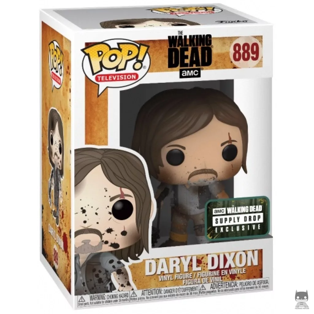 Daryl Dixon with mud Funko Pop! figure in its box