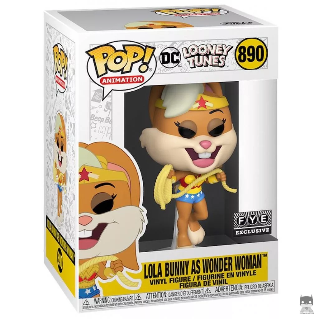Lola Bunny as Wonder Woman Funko Pop! figure in its box
