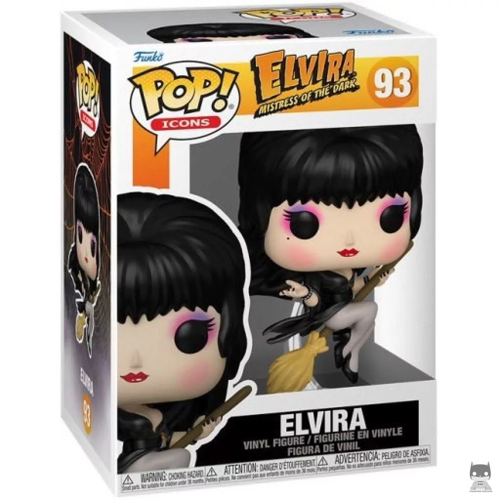 Elvira on Broom Funko Pop! figure in its box