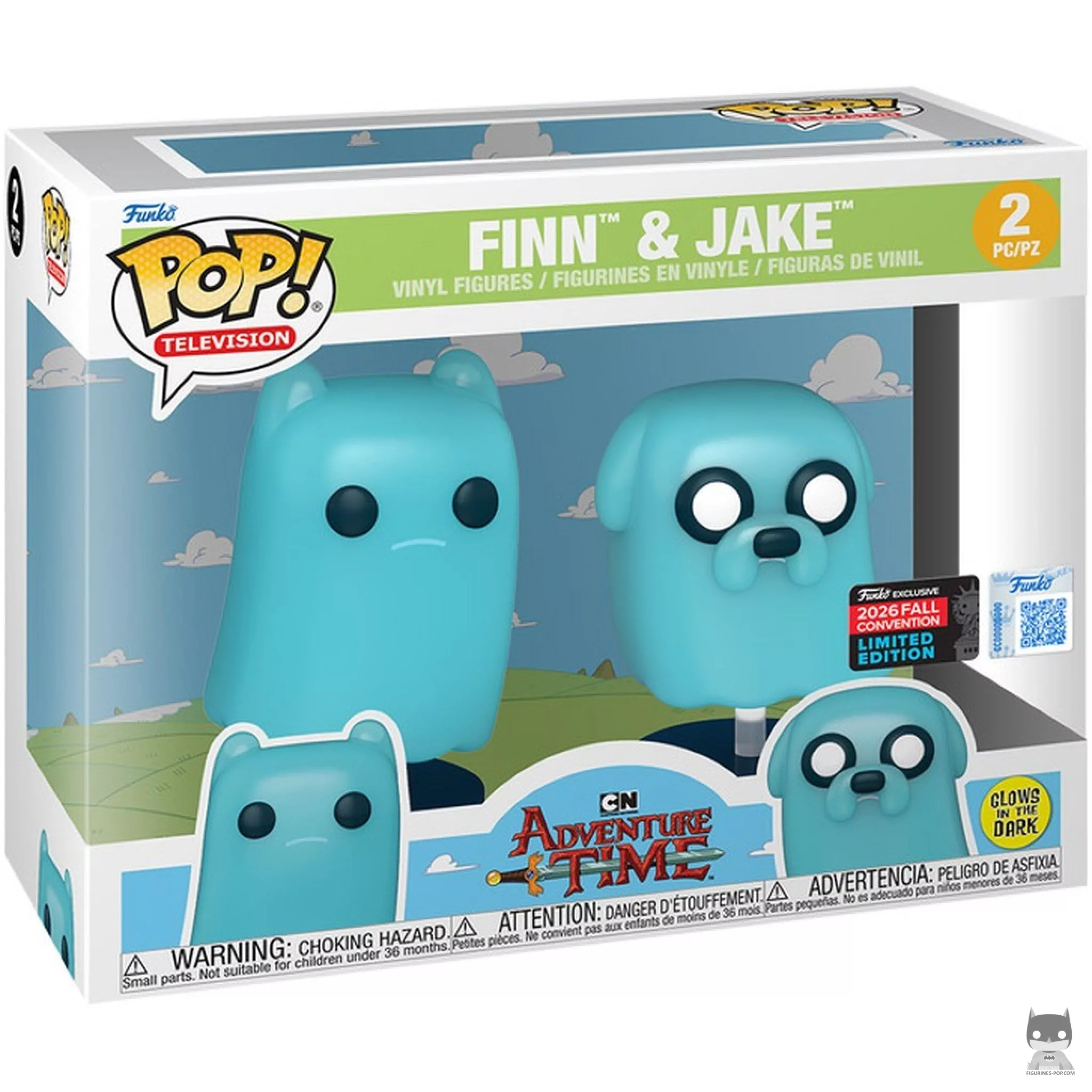Finn and Jake (Ghosts & Glow in the Dark + 2 Pack) Funko Pop! figure in its box