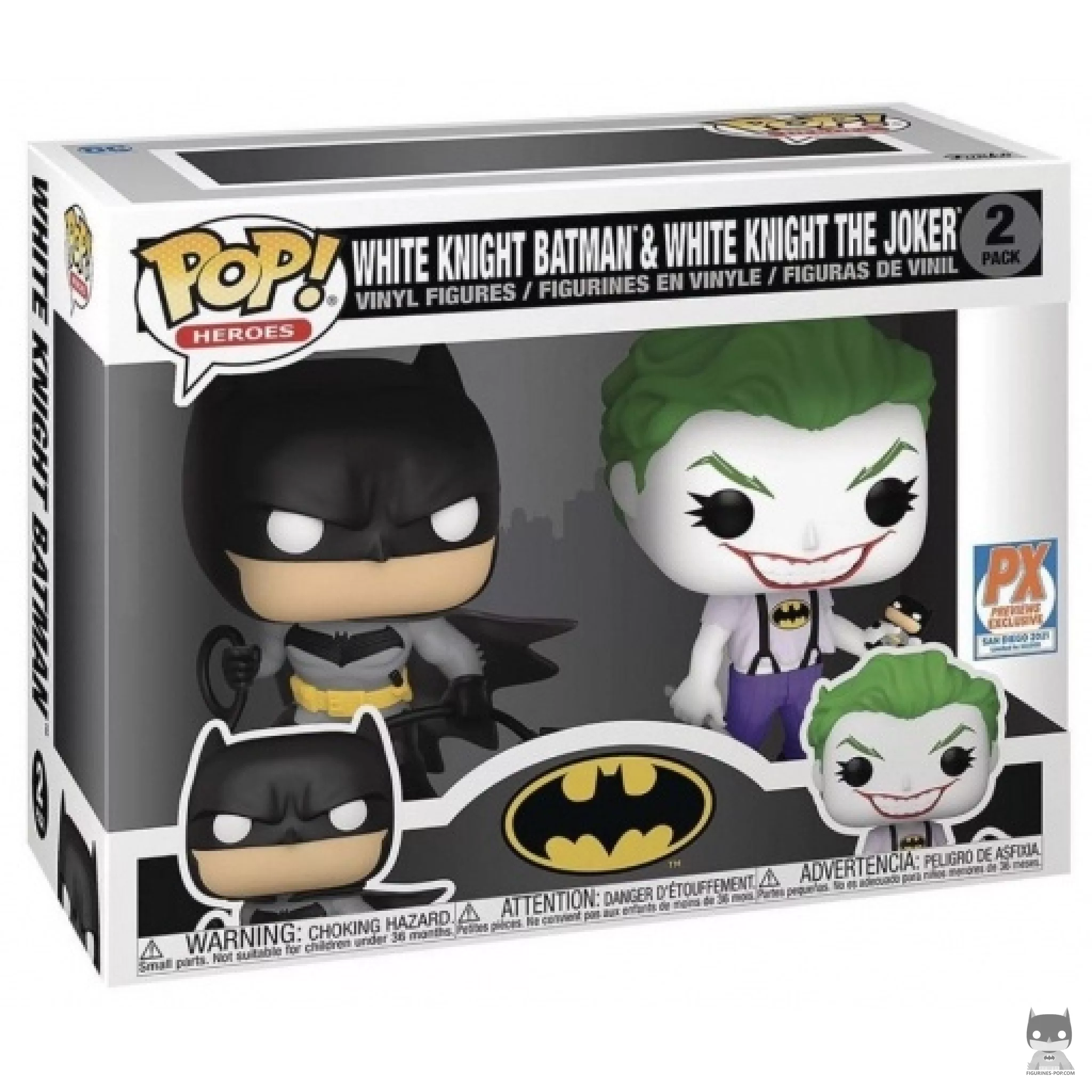 White Knight Batman & White Knight the Joker Funko Pop! figure in its box